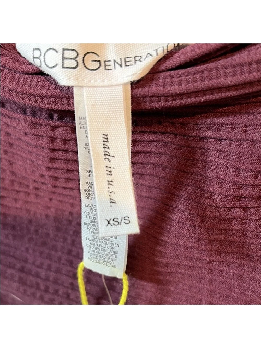 BCBGeneration Ribbed Mesh Panel Convertible Tube Skirt Dress Malaga Red XS/S NWT